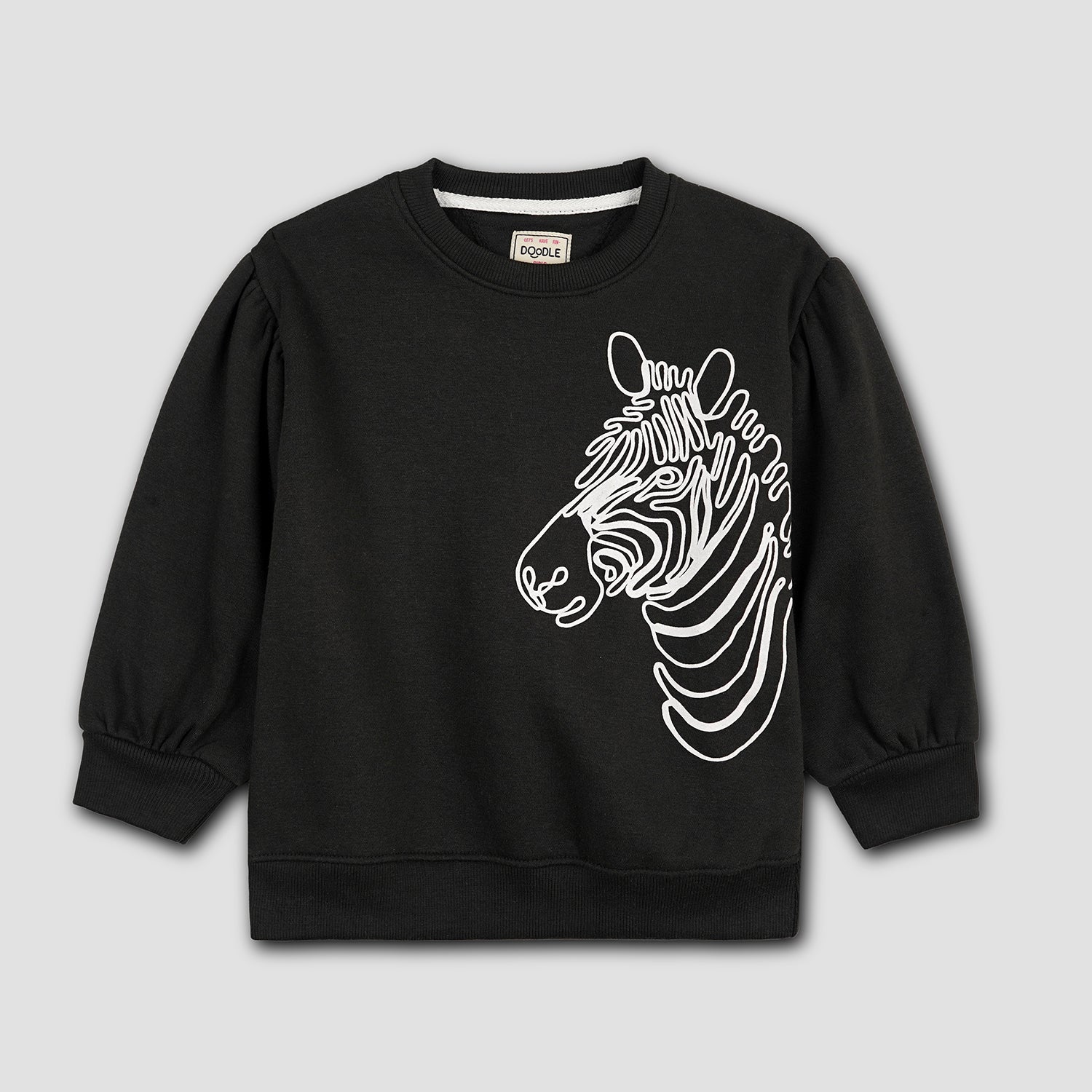 GIRLS ZEBRA GRAPHIC SWEAT SHIRT-006005-BLK