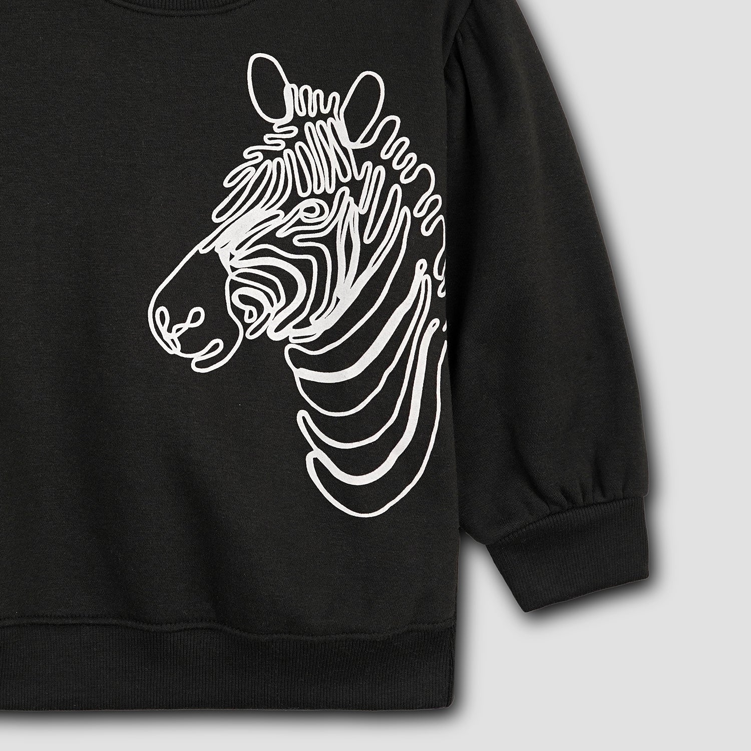 GIRLS ZEBRA GRAPHIC SWEAT SHIRT-006005-BLK