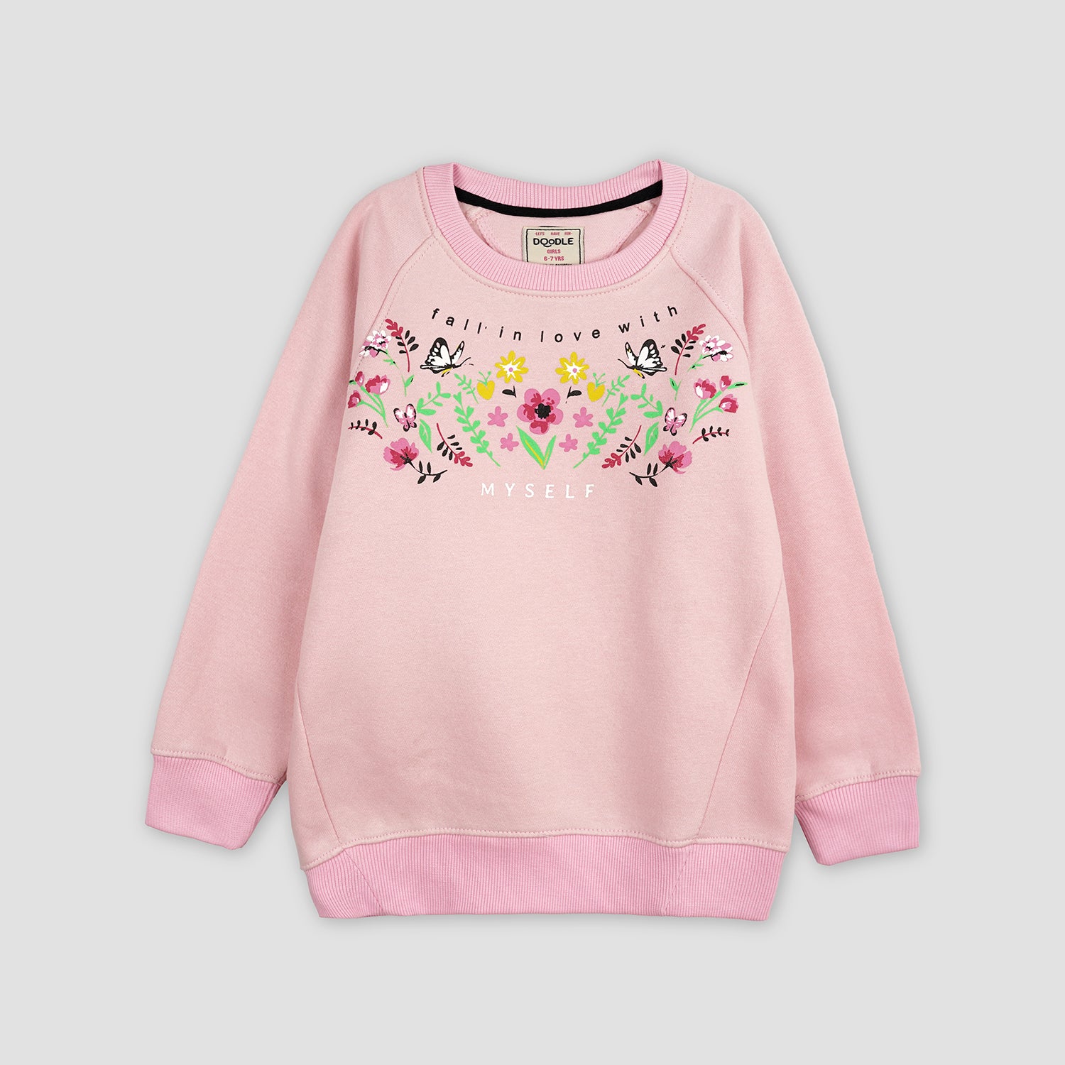 GIRLS FLORAL GRAPHIC SWEAT SHIRT-006010-PCH