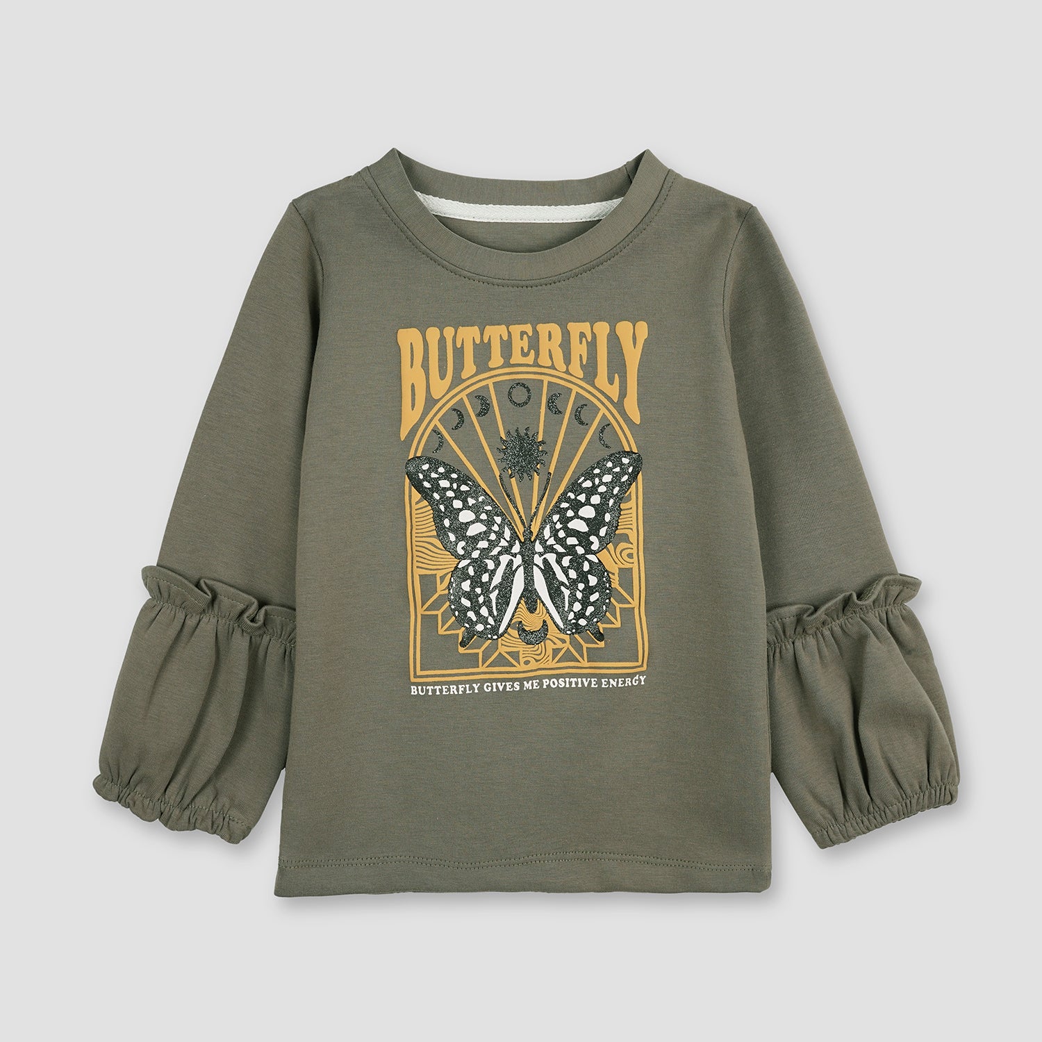 GIRLS BUTTERFLY GRAPHIC TEE-006022-BRW