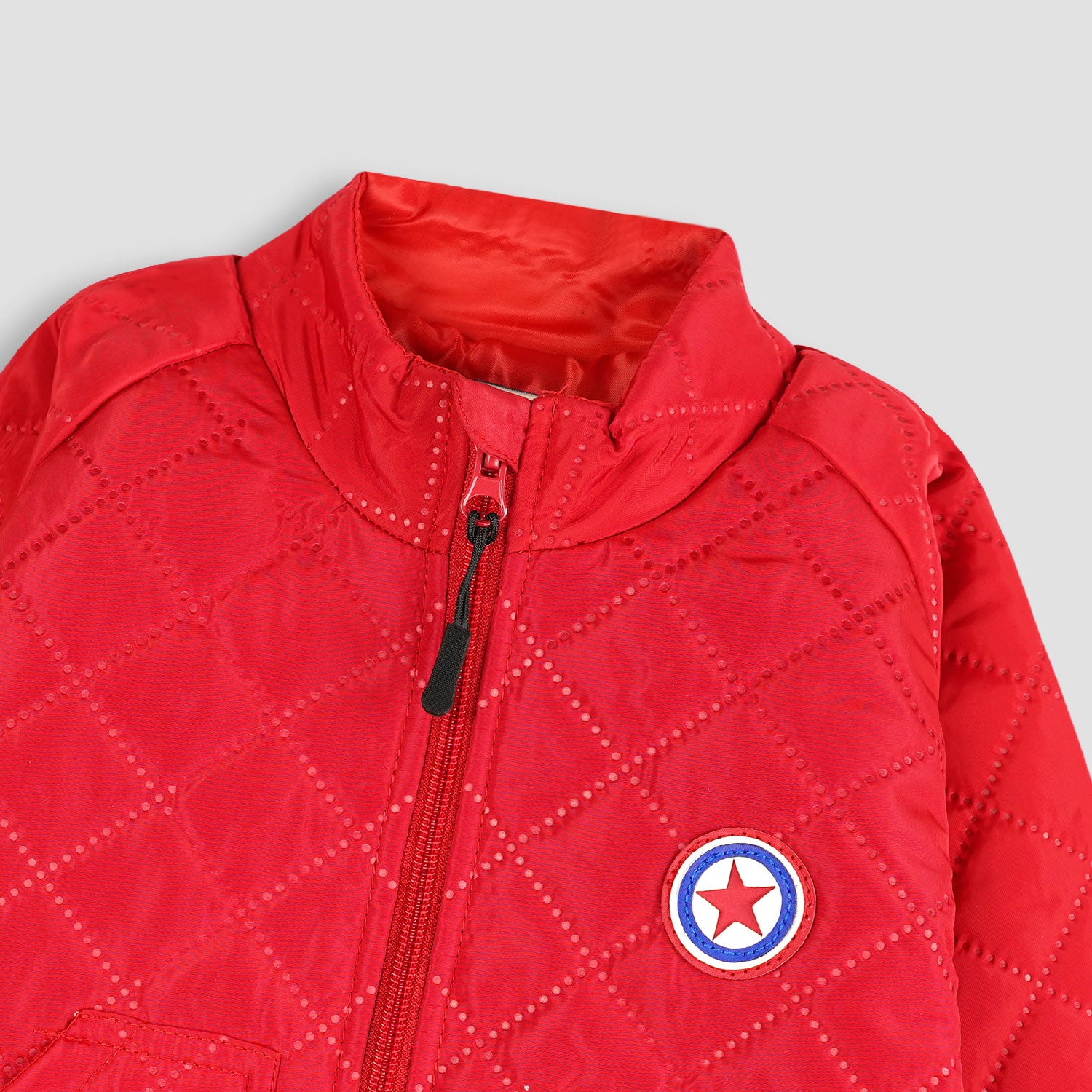 GIRLS FULLSLEEVE PUFFER JACKET PATCH POCKET-006026-RED