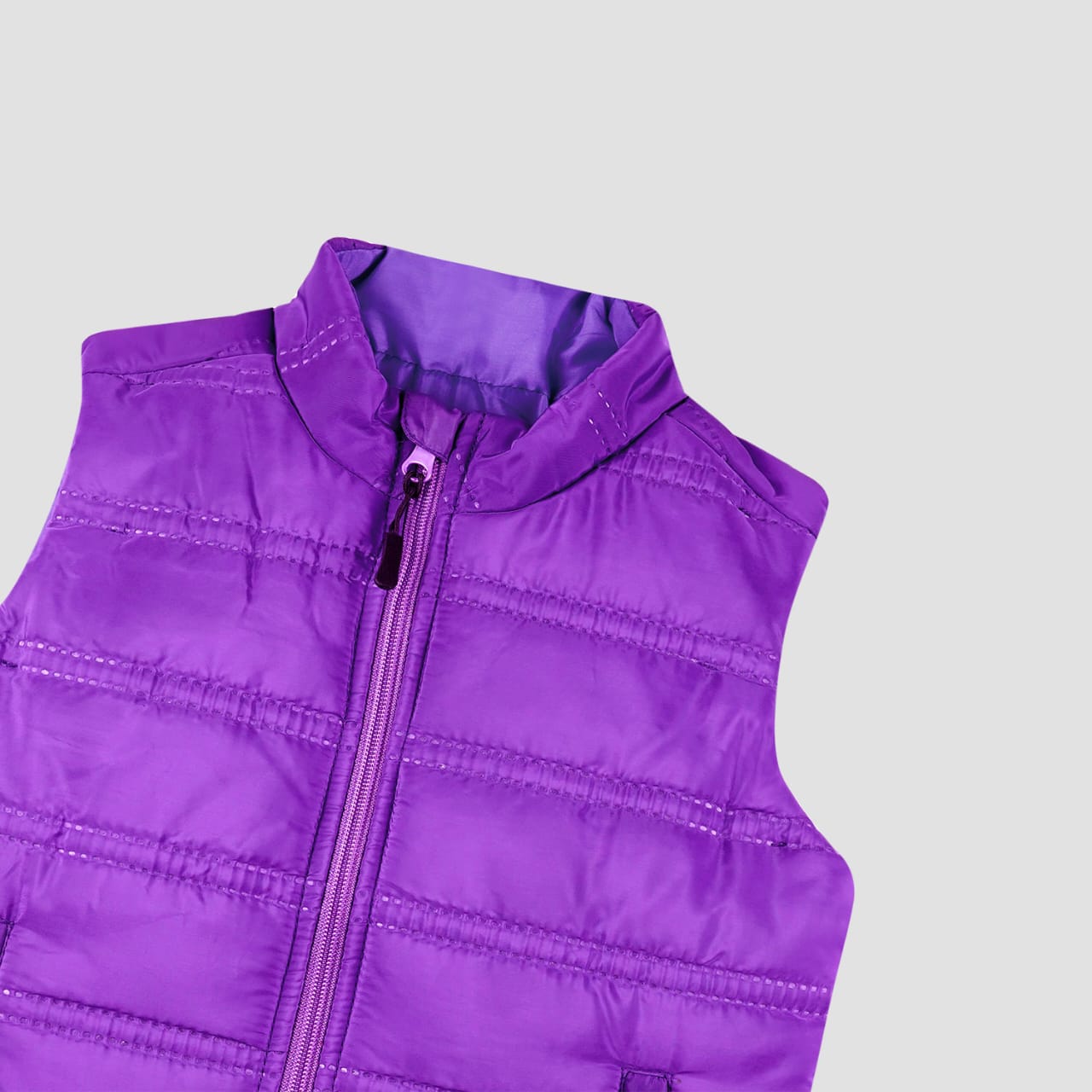 Purple Sleeveless Puffer Jacket