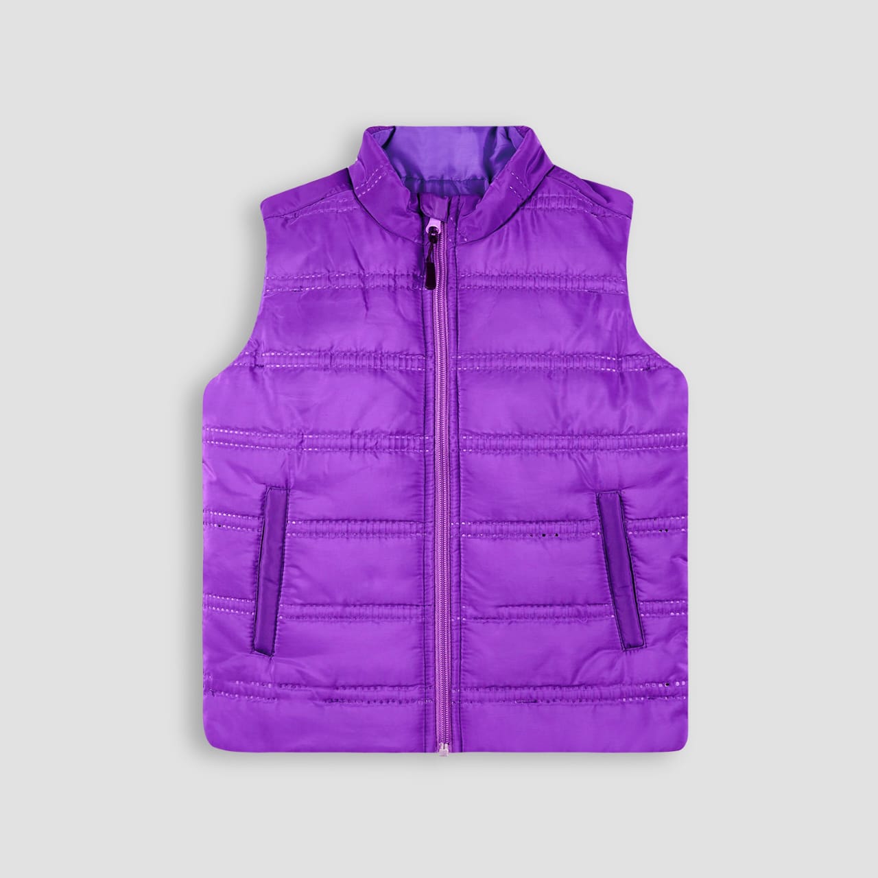 Purple Sleeveless Puffer Jacket