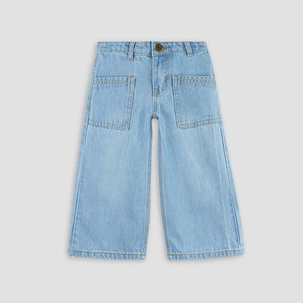 Girls Sky Blue Bellbottom Jeans