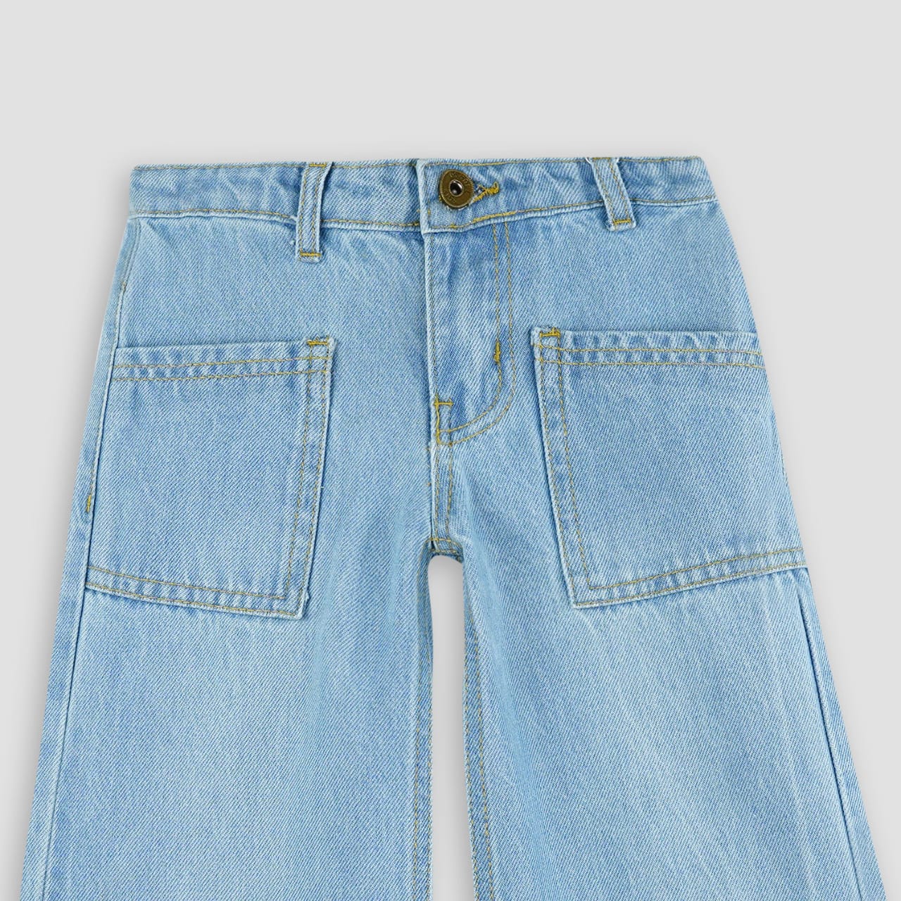 Girls Sky Blue Bellbottom Jeans