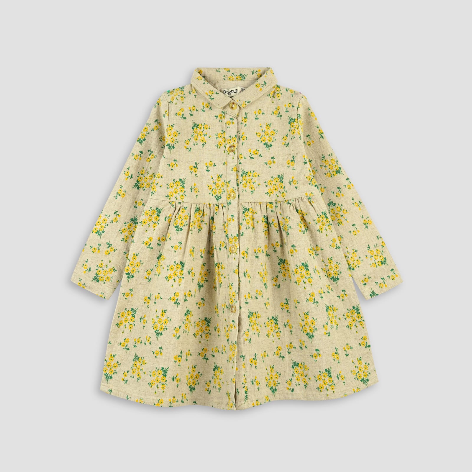 GIRLS TOP FLORAL PRINTED BUTTONDOWN FROCK-006035-BGE