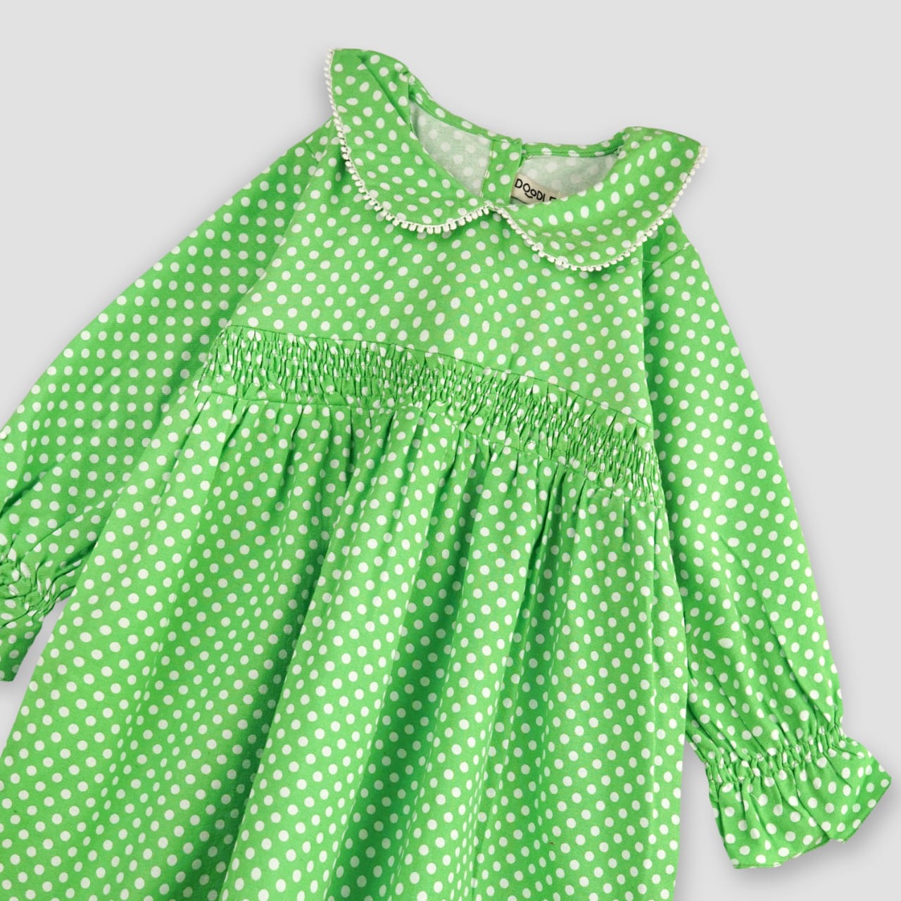 Green Polka Printed Fashion Frock