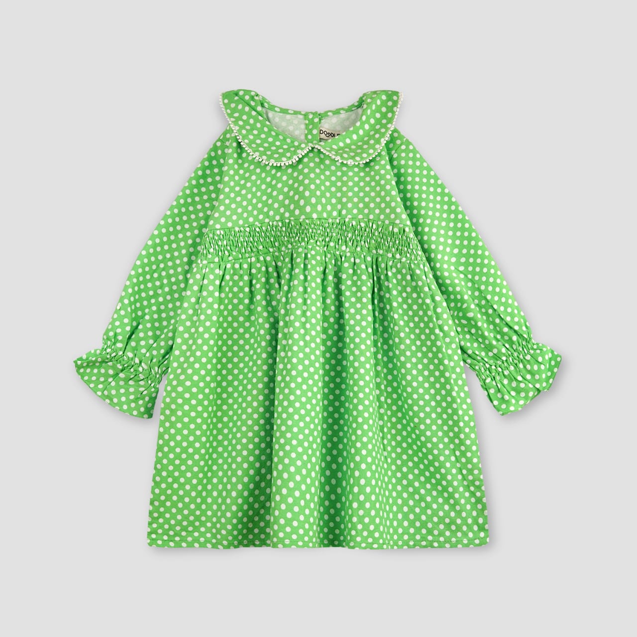 Green Polka Printed Fashion Frock