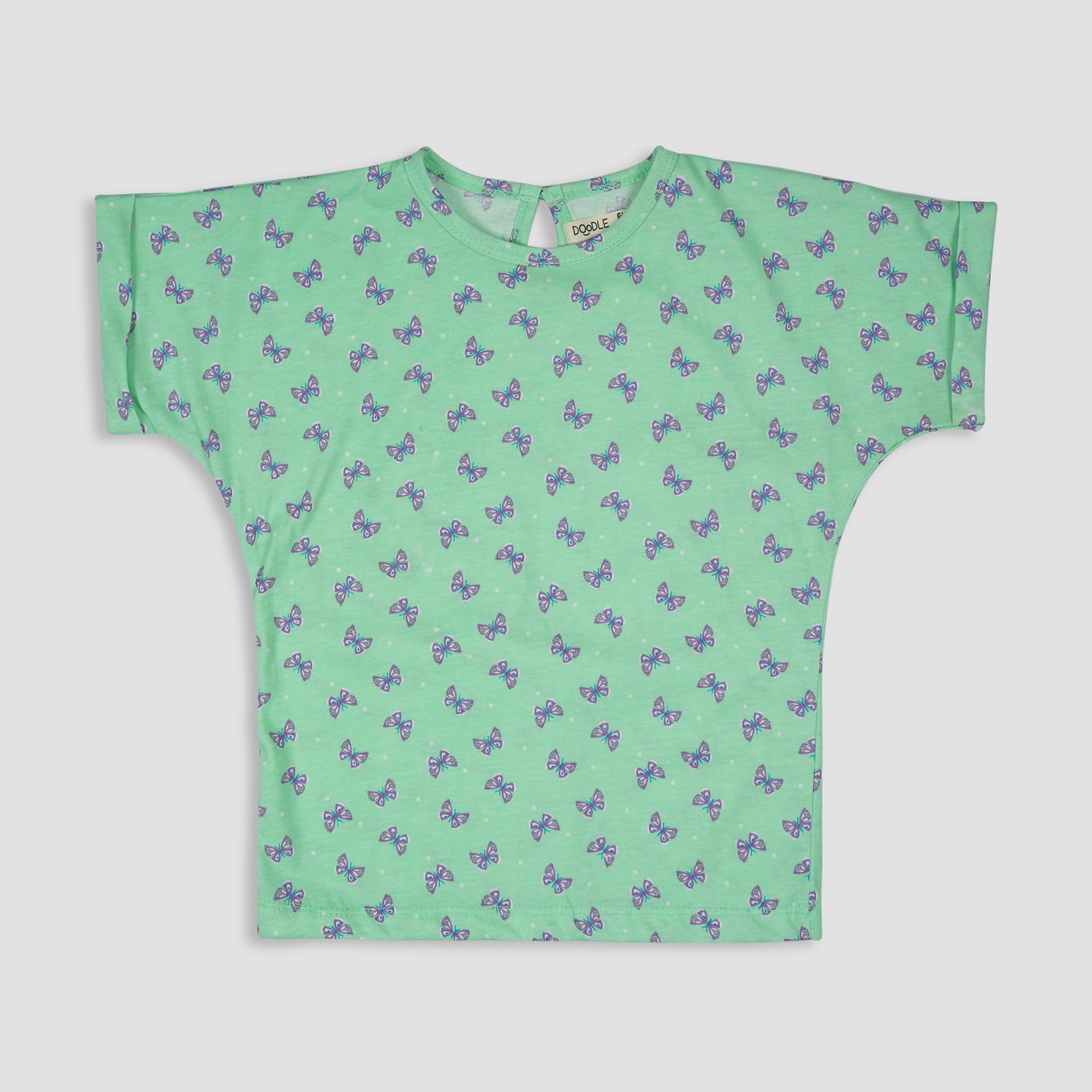 GIRLS BUTTERFLY PRINTED TEE-006112-GRT