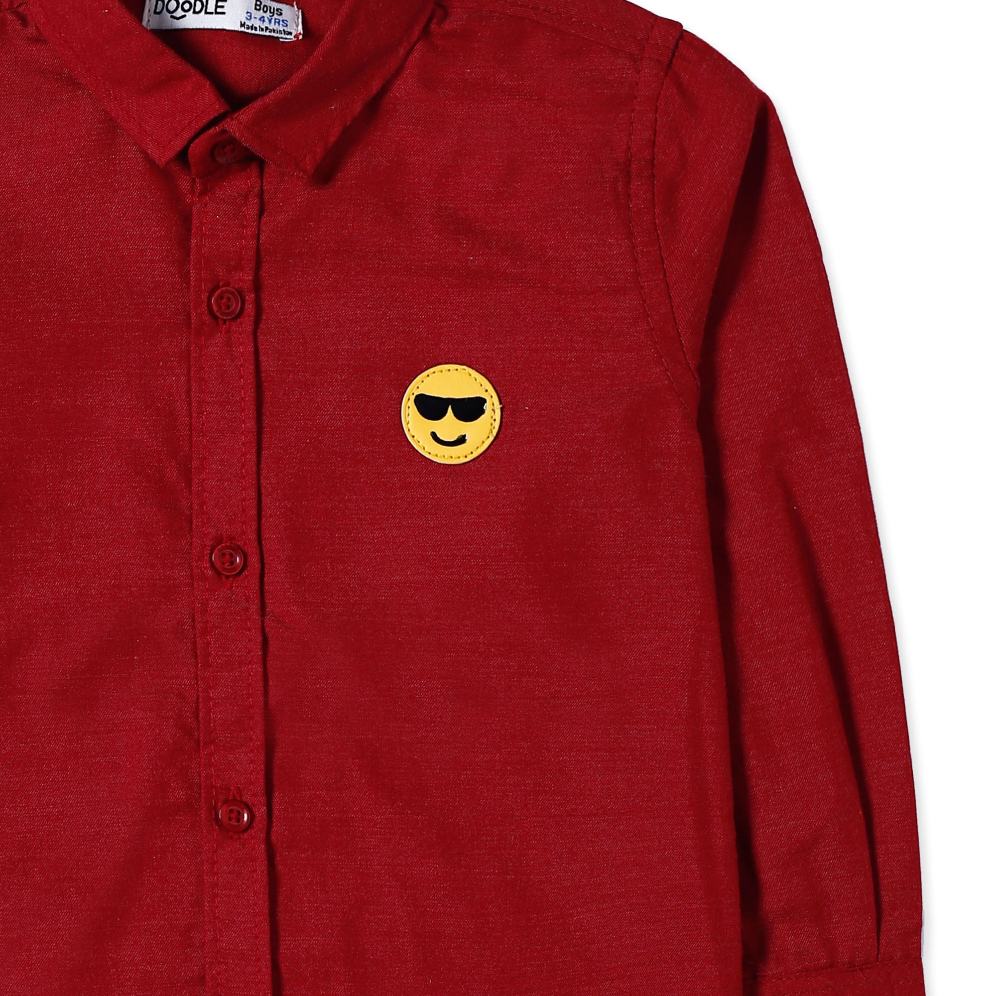 Maroon Casual Shirt with Smiley Emoji