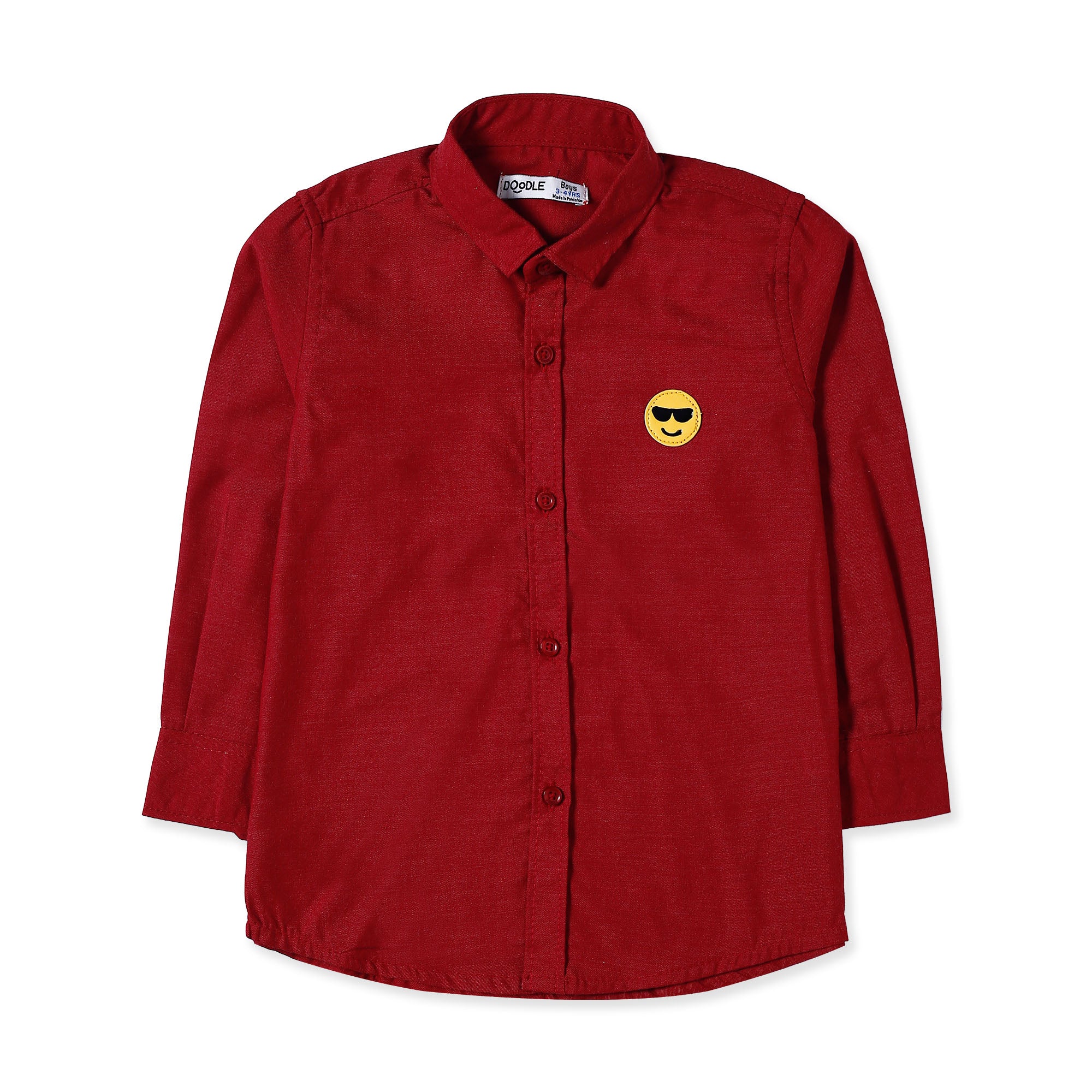Maroon Casual Shirt with Smiley Emoji