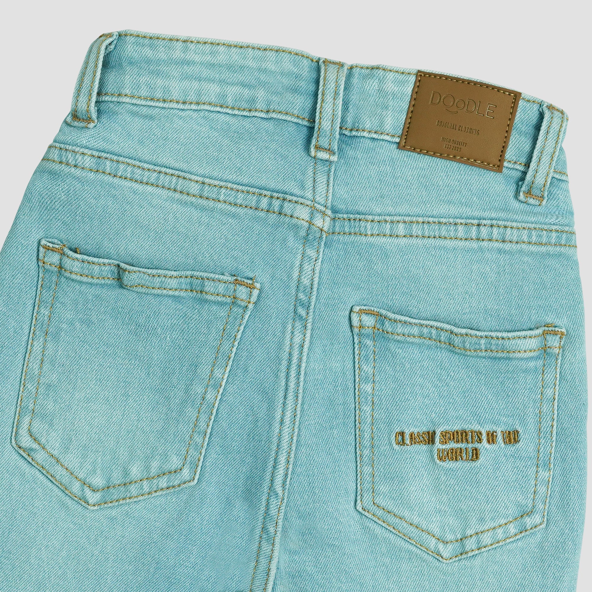 STRAIGHT FIT EMB JEANS