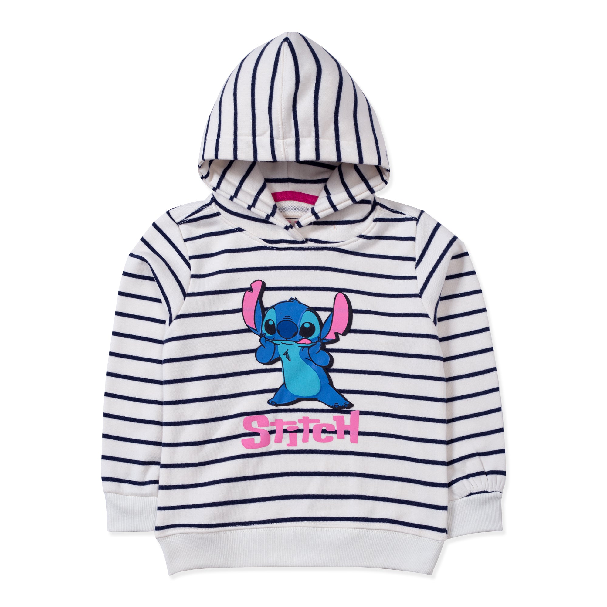 Girl's Black Stripped White Hoodie