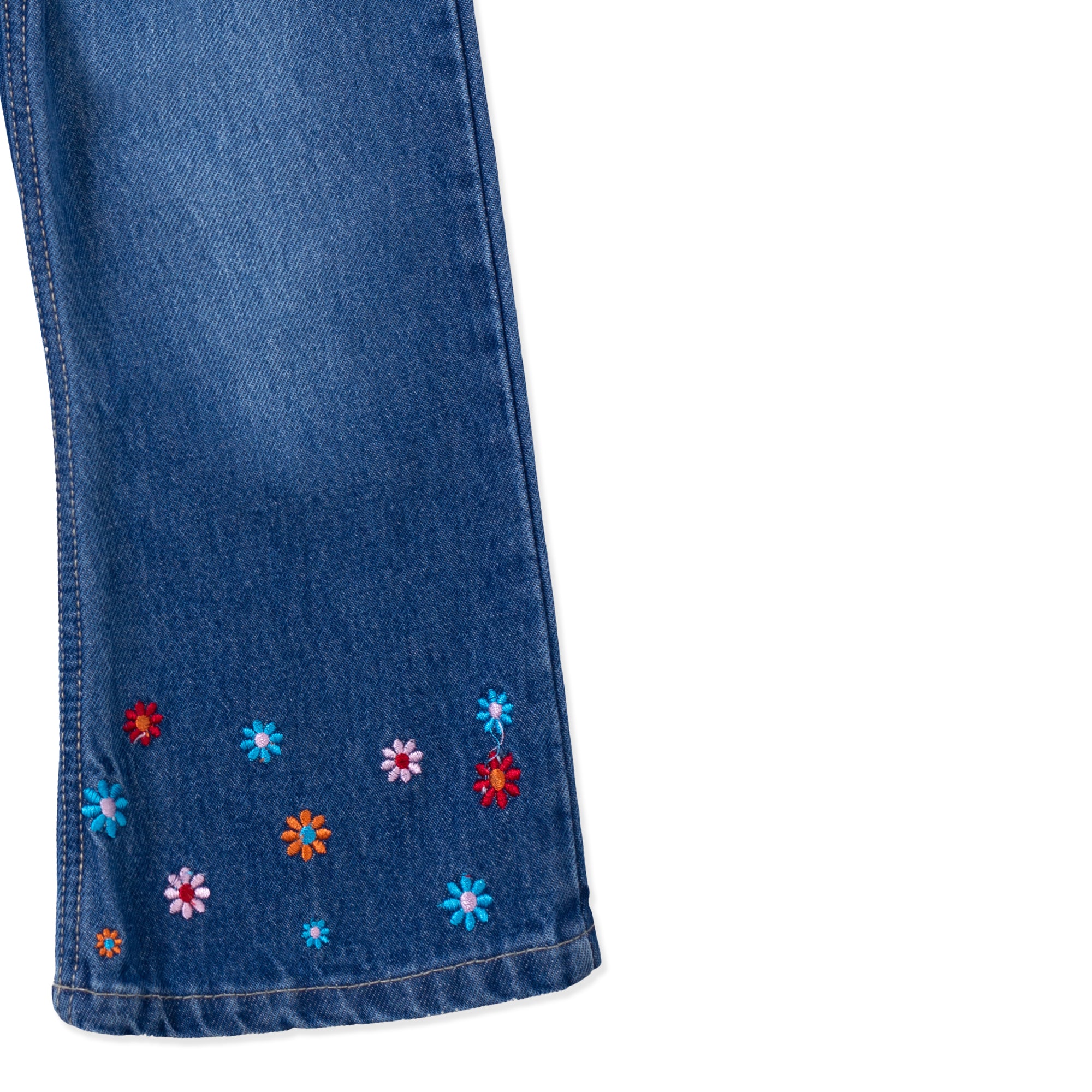Girl's Blue Embroidered Jeans