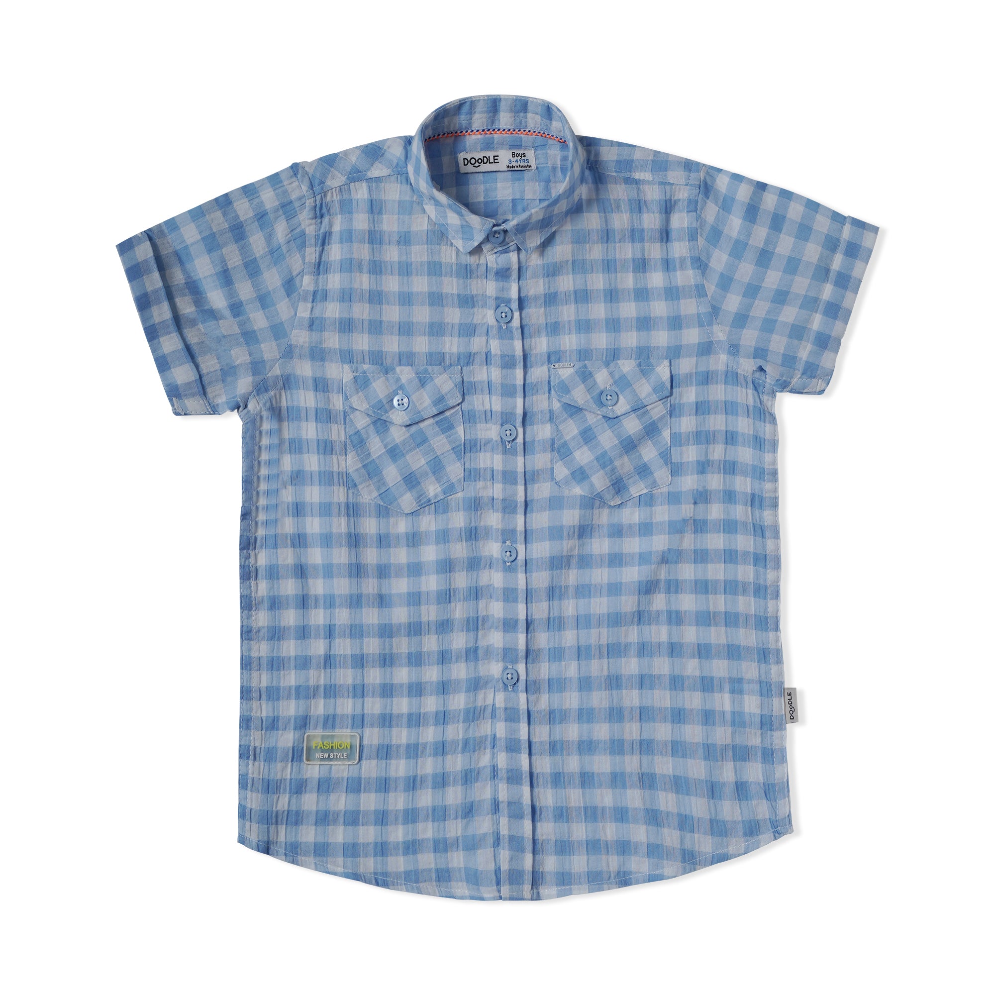 Blue Half-Sleeves Double Pocket Shirt