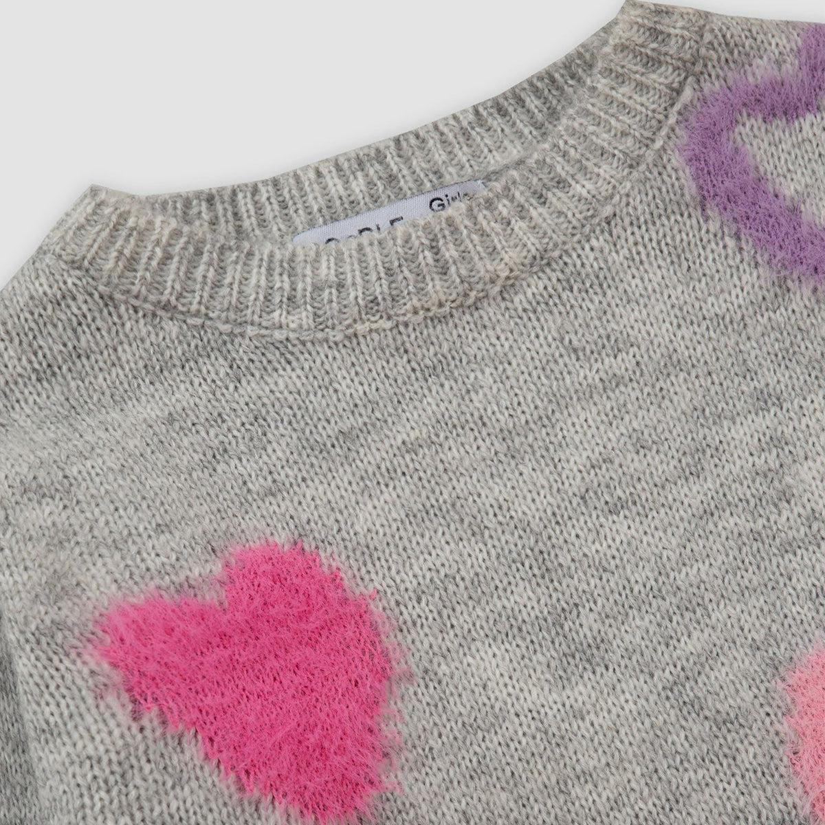 SWEATER COLORFULL HEART GREY