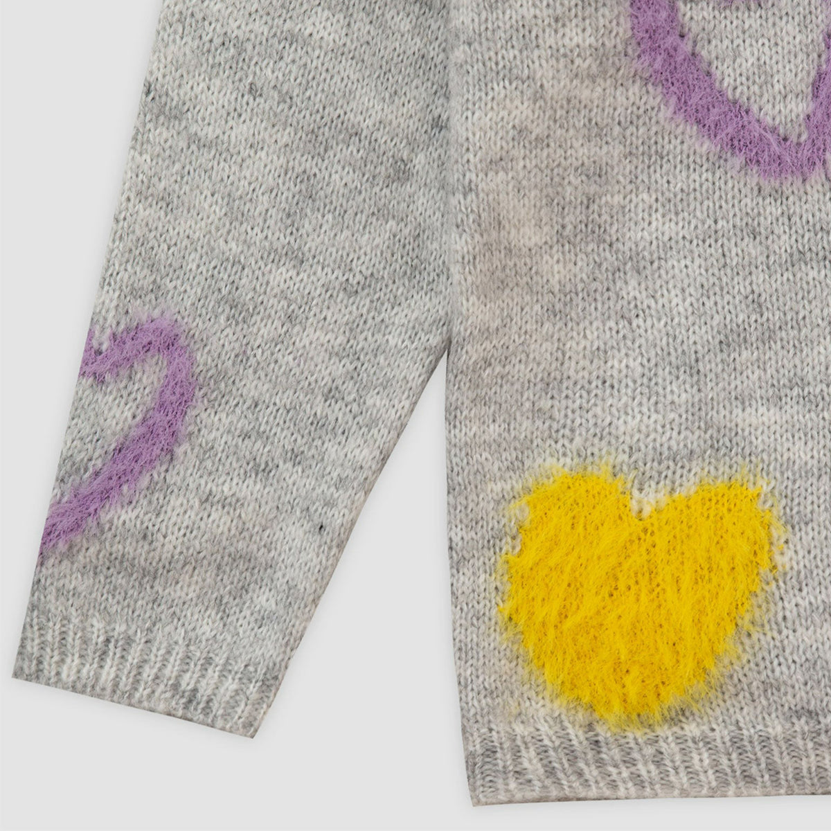 SWEATER COLORFULL HEART GREY