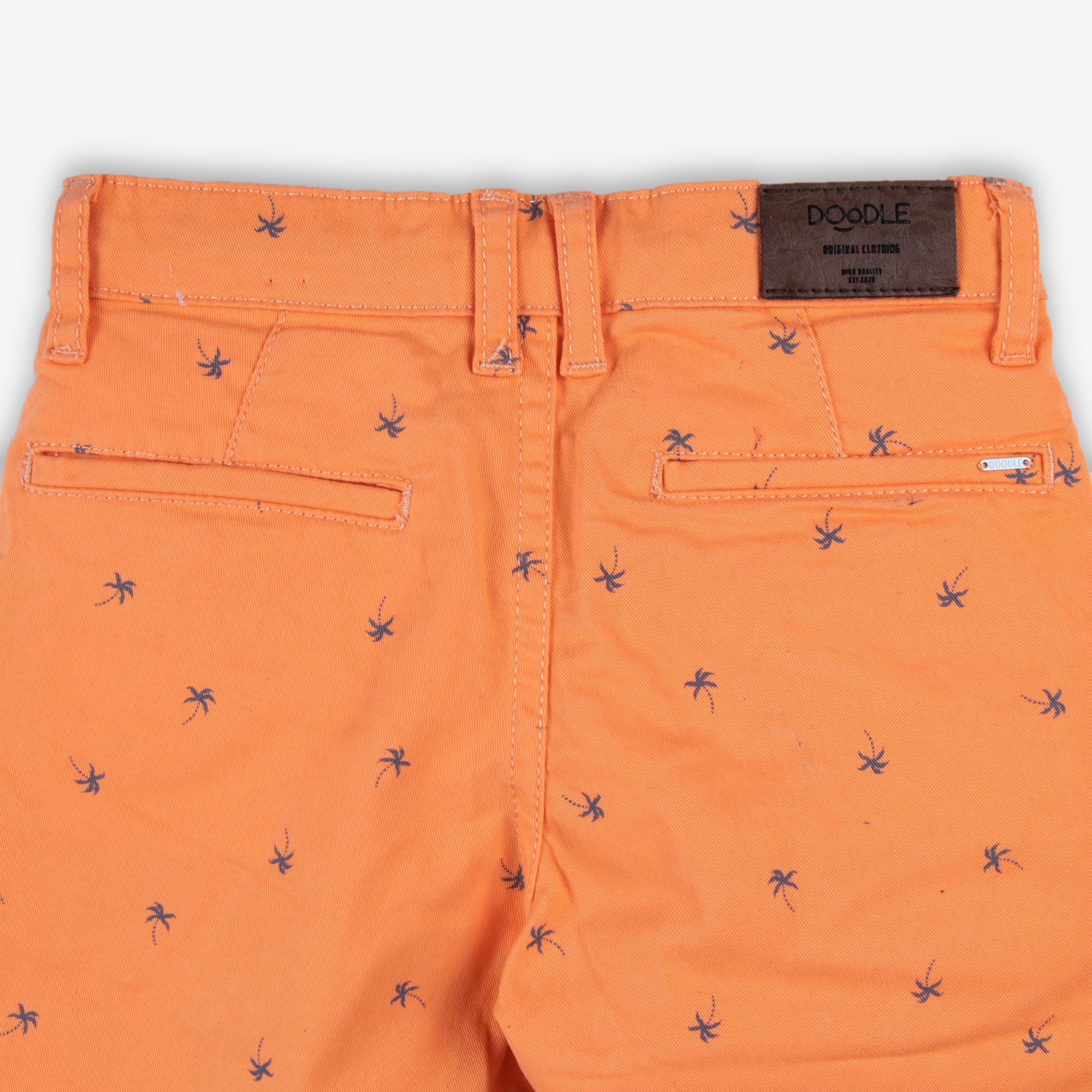 Orange Cotton Printed Shorts