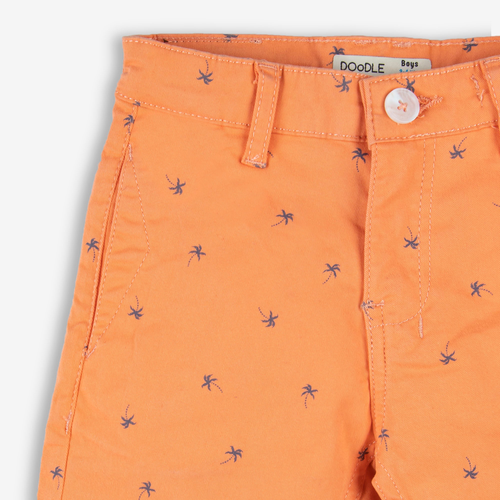 Orange Cotton Printed Shorts