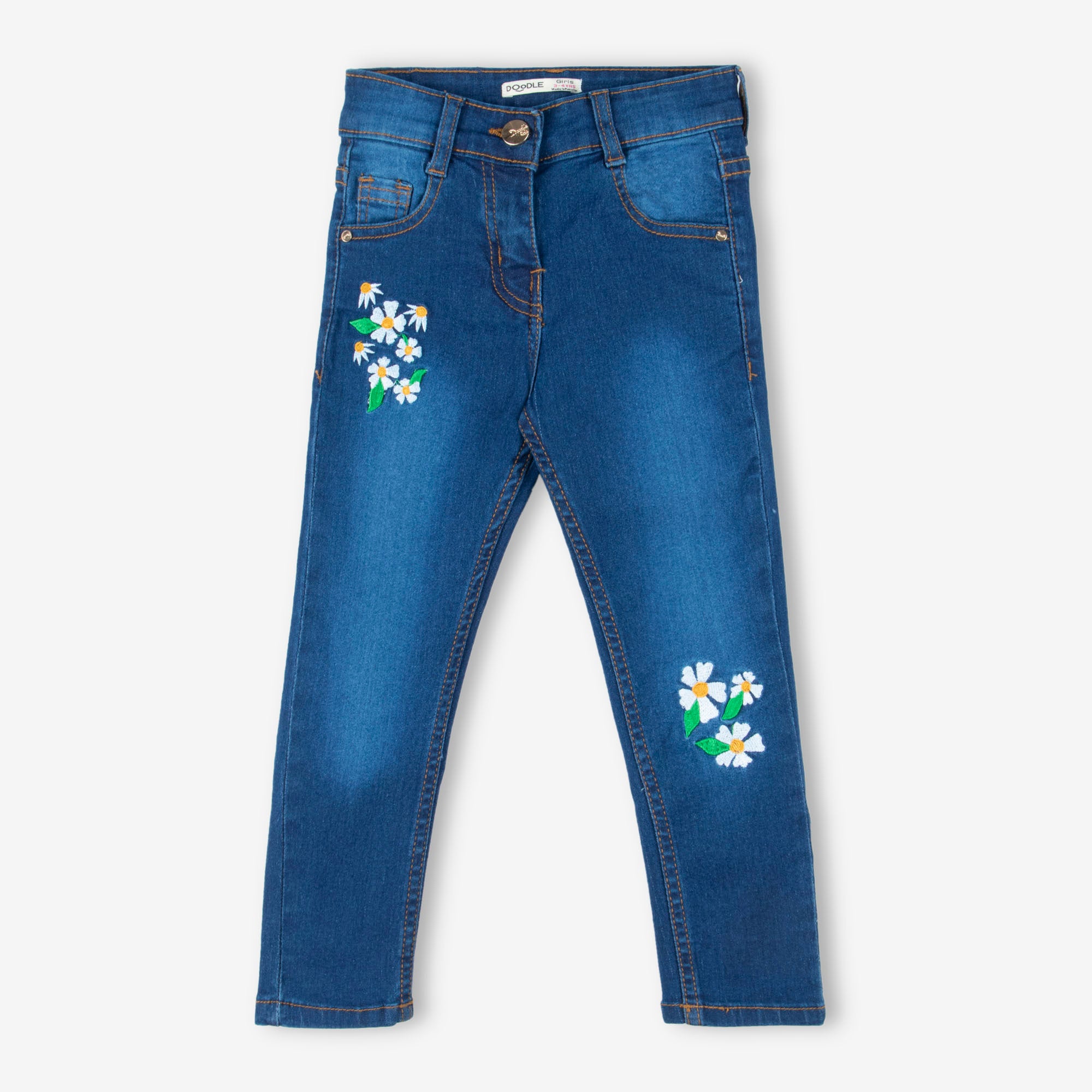 Embroidered Navy-Blue Jeans