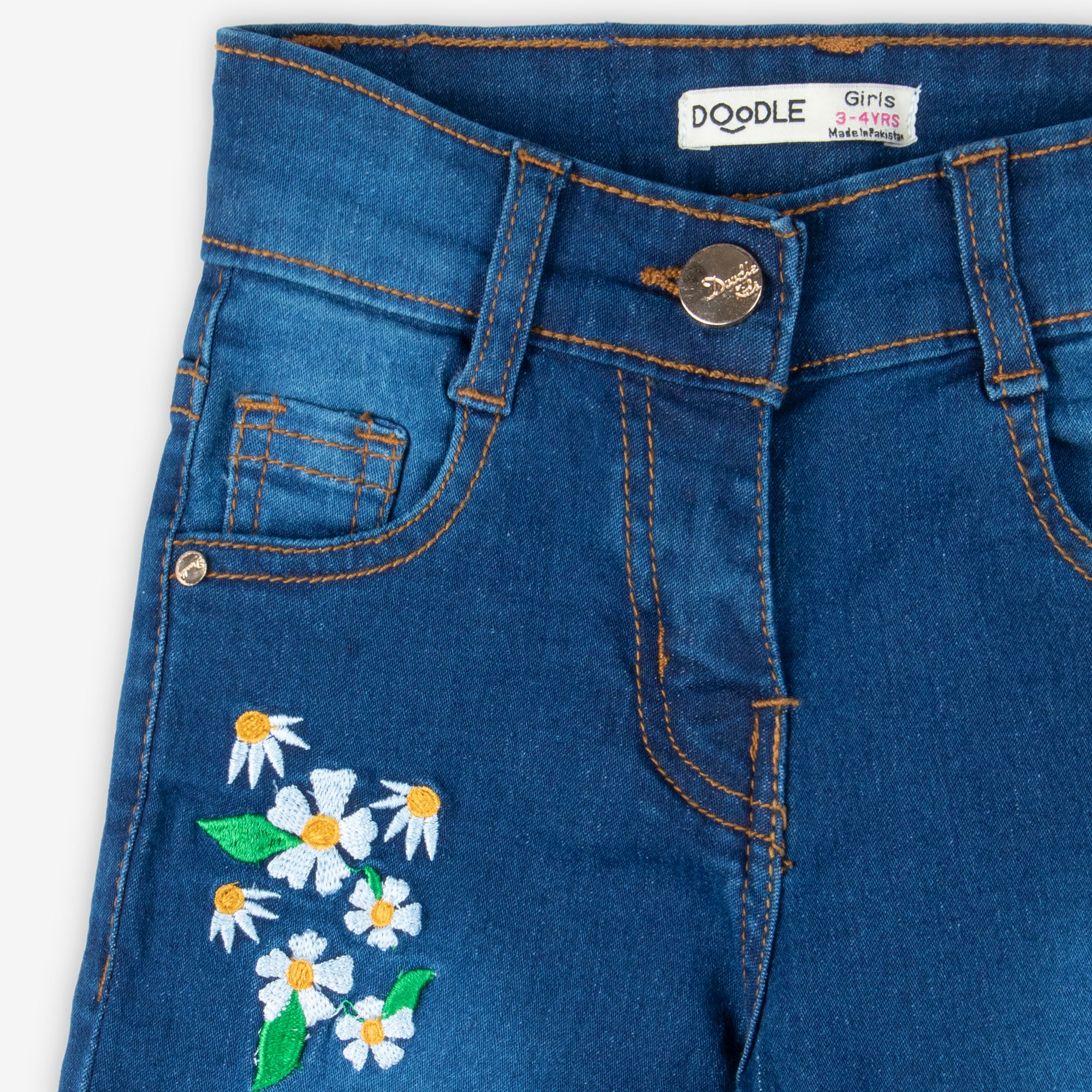 Embroidered Navy-Blue Jeans