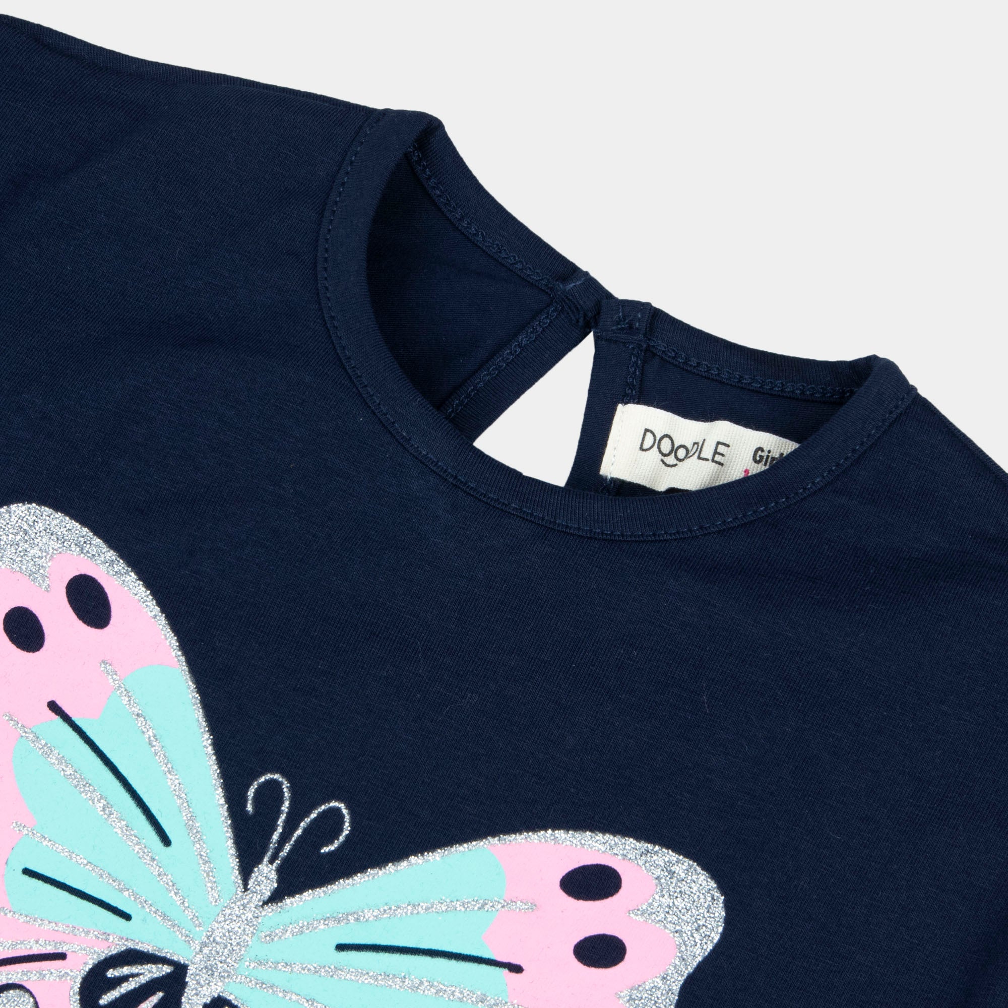 Girls Navy Butterfly Graphic Top