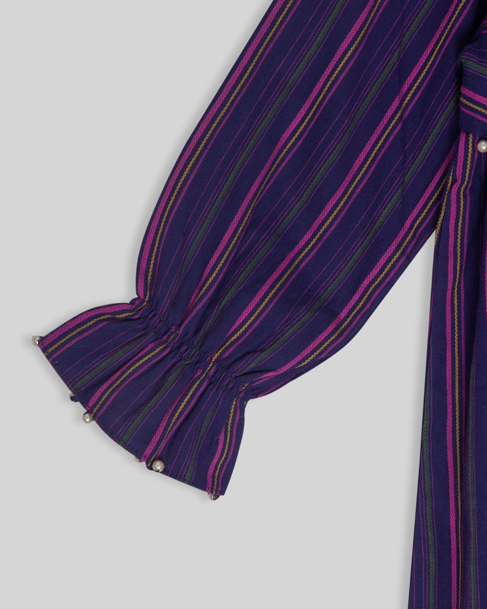 Elastic Sleeve Embellished Top Purple