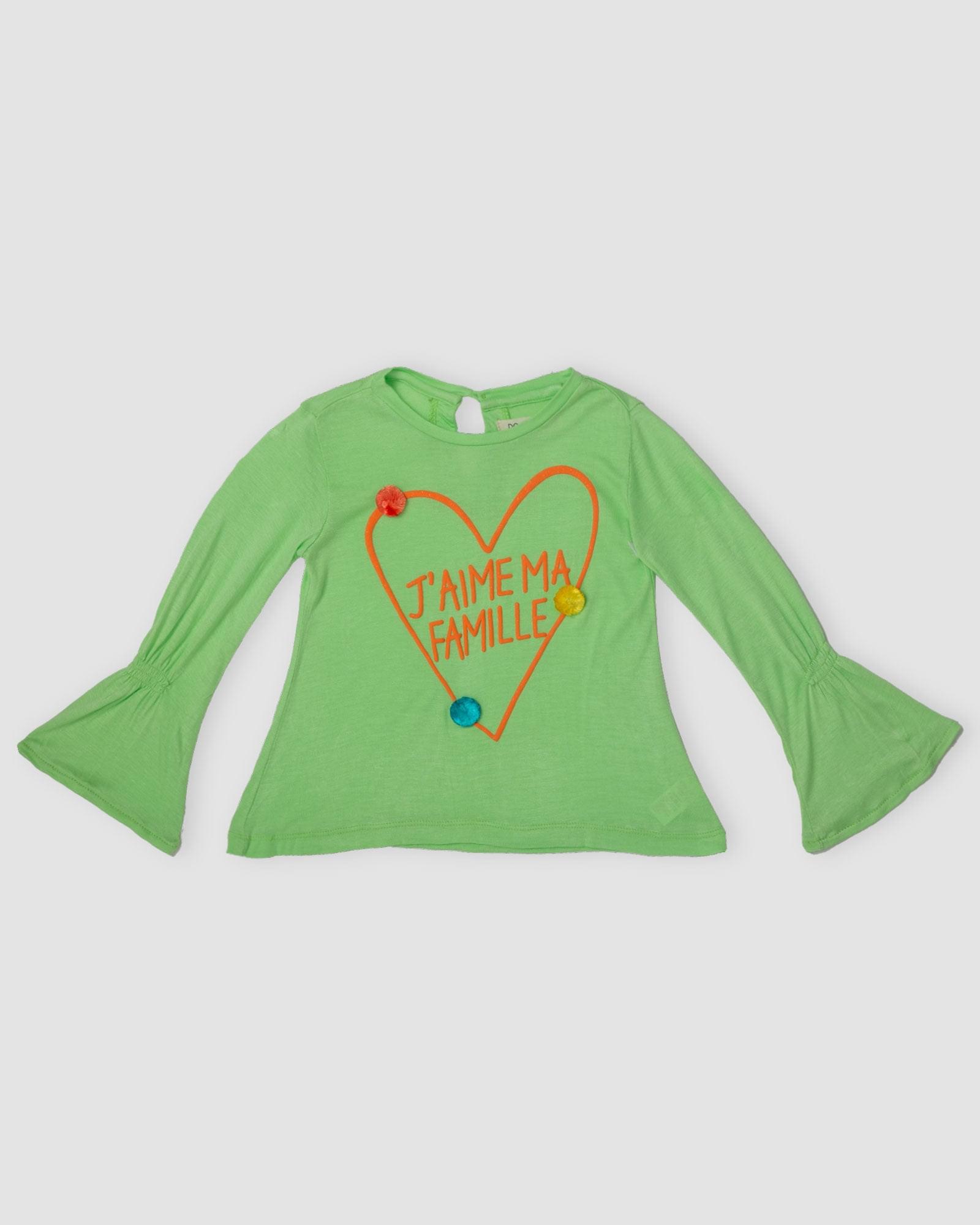 Bell Sleeve Graphic Top Lime Green